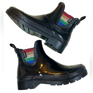 Tretorn Rubber Rain Boots With Sparkle Rainbow Side Size 6